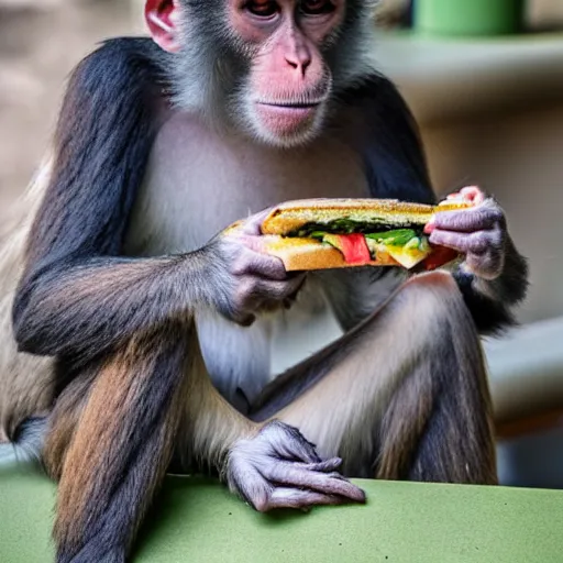 Prompt: a monkey making a sandwich