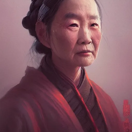 Prompt: A portrait of a Chinese old beauty in her 80’s, star wars art, art by greg rutkowski, matte painting, trending on artstation