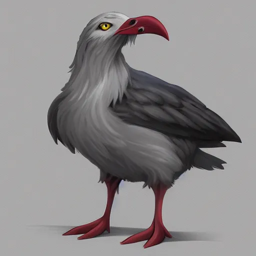 Image similar to a half griffin half seagull creature, character design, trending on artstation