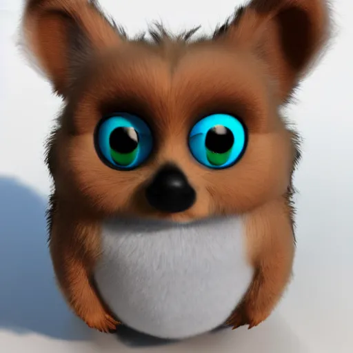 Image similar to a furby corgi, 3 d render, concept art