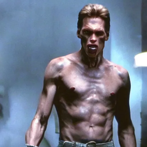 Image similar to Live Action Still of Jerma in The Terminator, real life, hyperrealistic, ultra realistic, realistic, highly detailed, epic, HD quality, 8k resolution, body and headshot, film still