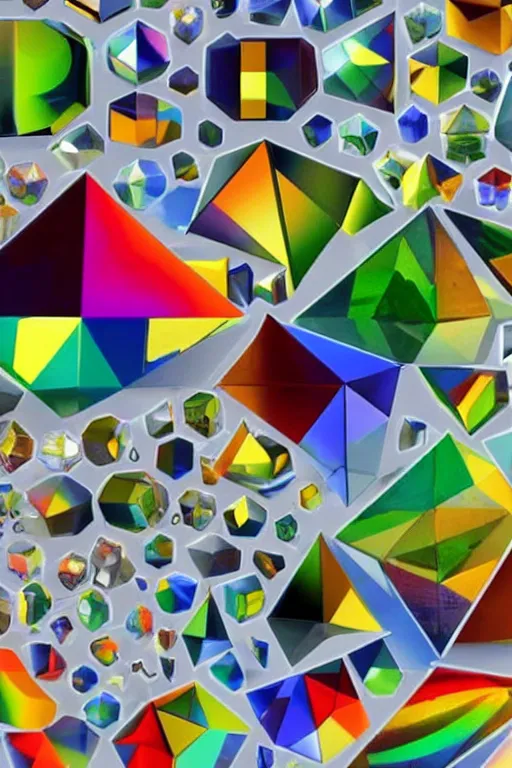 Image similar to a collection of prisms of all the chemical elements in the world