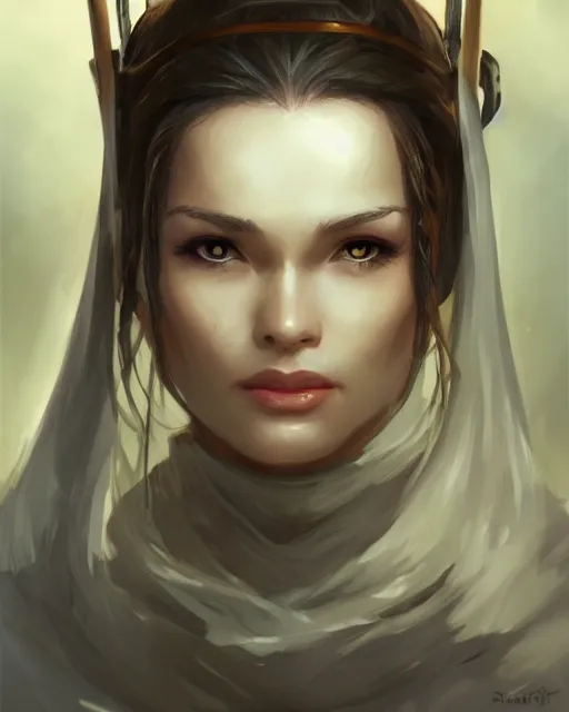 Image similar to head and shoulders portrait of a beautiful female cleric by Stanley Artgerm Lau, WLOP, Rossdraws, frank frazetta, Andrei Riabovitchev, Marc Simonetti, tranding on artstation