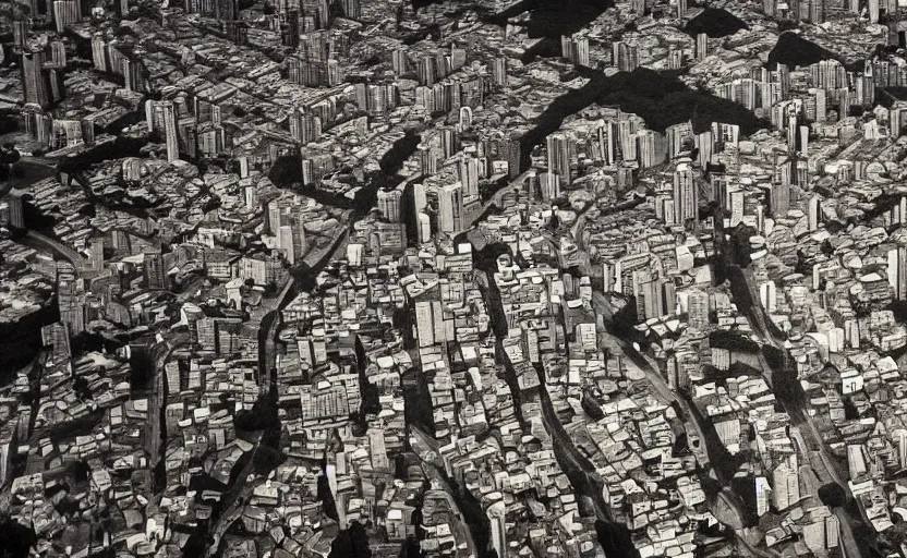 Image similar to award winning overhead view photo of the city of sao paulo in 1 9 5 6, tilt shift photography