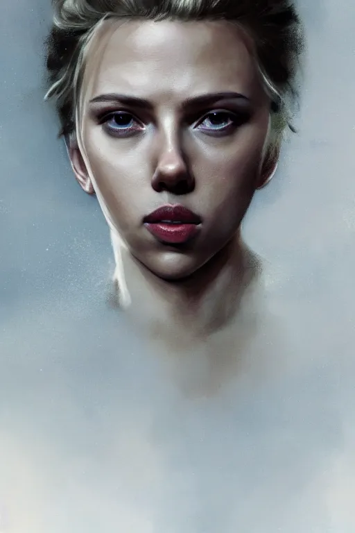 Prompt: a fancy illustration of a young Scarlett Johansson by Greg Rutkowski, Sung Choi, Mitchell Mohrhauser, Maciej Kuciara, Johnson Ting, Maxim Verehin, Peter Konig, Bloodborne, macro lens, 35mm, 8k photorealistic, cinematic lighting, HD, high details, atmospheric,