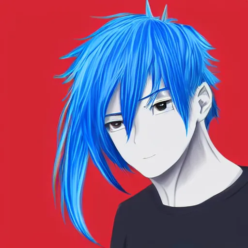 Prompt: concept art of a man with blue hair, anime style