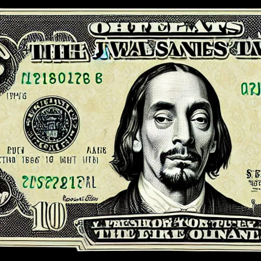 Image similar to a $ 1 0 0 0 us bill featuring snoop dogg