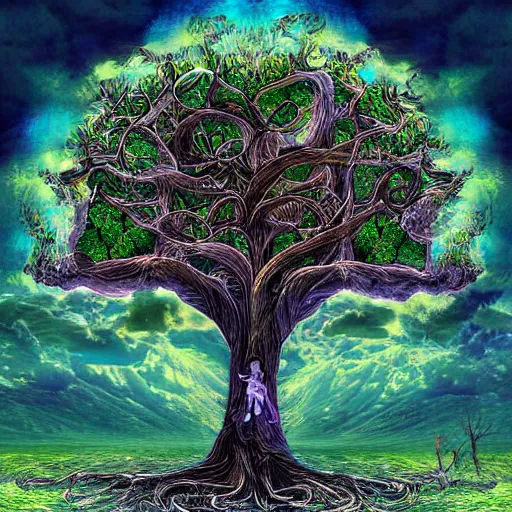 Prompt: tree of life, surrealistic, digital art, highly detailed