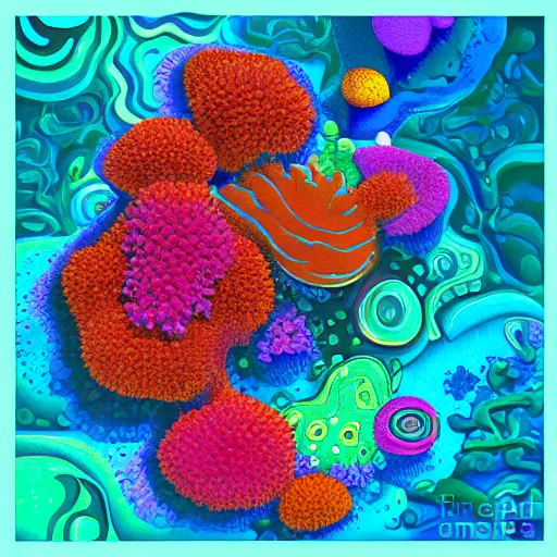 Prompt: strange alien coral reef, digital art