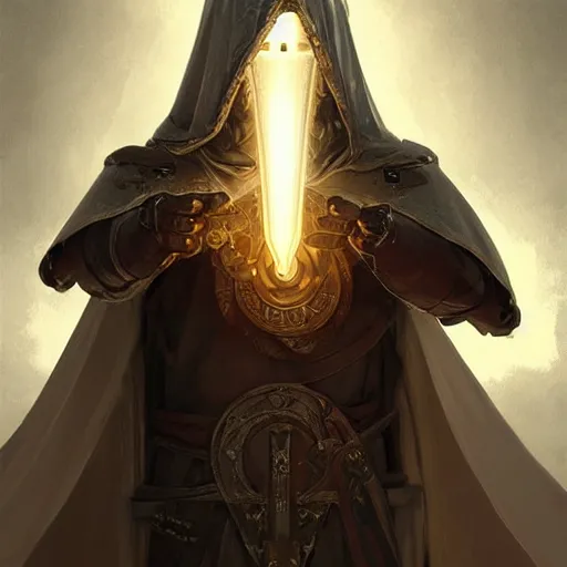 Prompt: beautiful warforged crusades construct wood steel holy cleric crusader runes warforged crusades tabard hooded cloak divine knights templar, intricate, elegant, highly detailed, digital painting, artstation, concept art, smooth, sharp focus, illustration, art by artgerm and greg rutkowski and alphonse mucha and loish and wlop