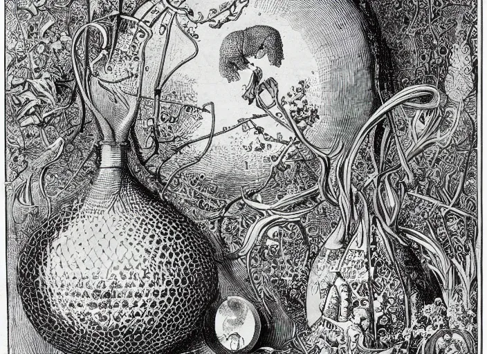 Image similar to the alembic of literary dreams, by ernst haeckel,