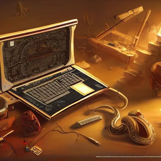 Prompt: Portable computer in ancient time, highly detailed, highly realistic, artstation