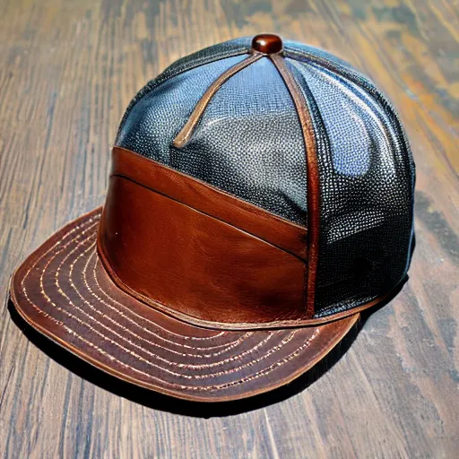 Image similar to leather patch hat, photo, realistic, light colors