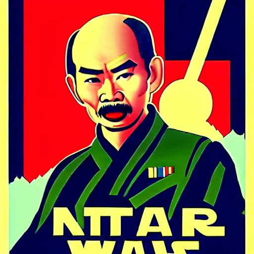 Prompt: ho chi minh leading an attack in vietnam war in star wars propaganda poster style