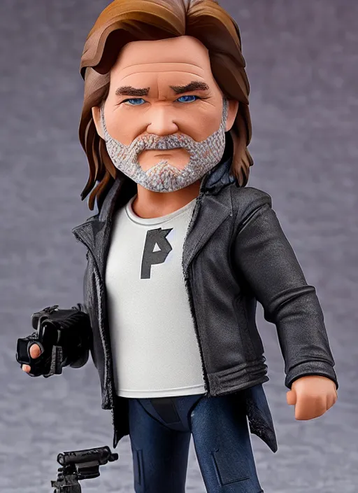 Image similar to kurt russell, a nendoroid of kurt russell figurine, arctic parka, flame thrower, john carpenters the thing, realistic face, detailed product photo