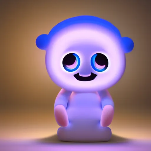 Prompt: cute fumo plush boy who has bioluminescent eyes, jelly glow, emissive bssrdf, lighting up a pitch black room, vray