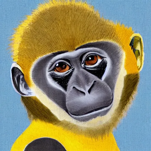 Image similar to a monkey wearing a yellow kimono, 8 k