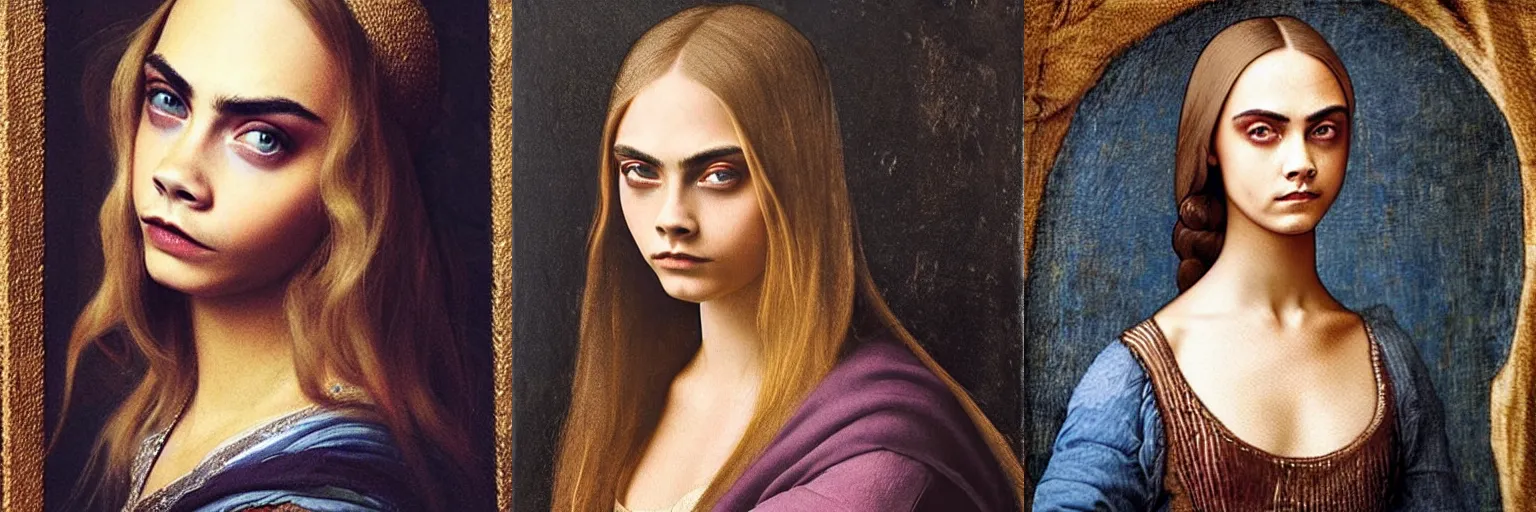 Prompt: very very very very cara delevingne by leonardo da vinci