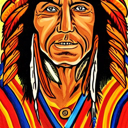 Prompt: painting of a native american, comic style