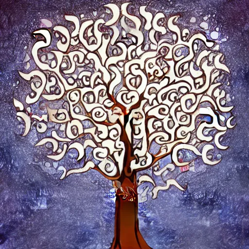 Prompt: wish tree, illustration, impression tree, very detailled