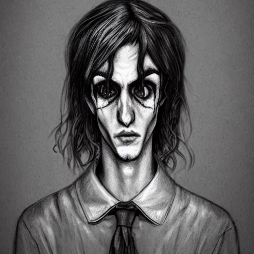 Prompt: michael karcz grunge drawing of lil peep. , in the style of corpse bride, loony toons style, horror themed, detailed, elegant, intricate, trending on artstation, 4k