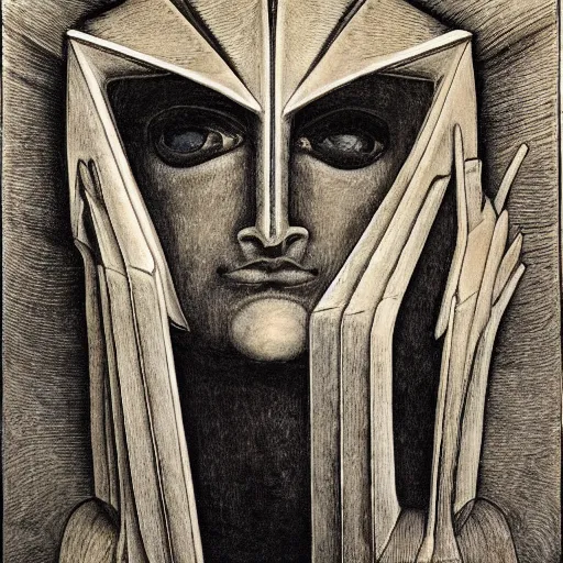 Image similar to weeping robot wearing the bone crown, by Annie Swynnerton and Diego Rivera and Evelyn De Morgan, symbolist, dramatic lighting, elaborate geometric ornament, Art Brut ,god rays, soft cool colors,smooth, sharp focus, extremely detailed, Adolf Wölfli