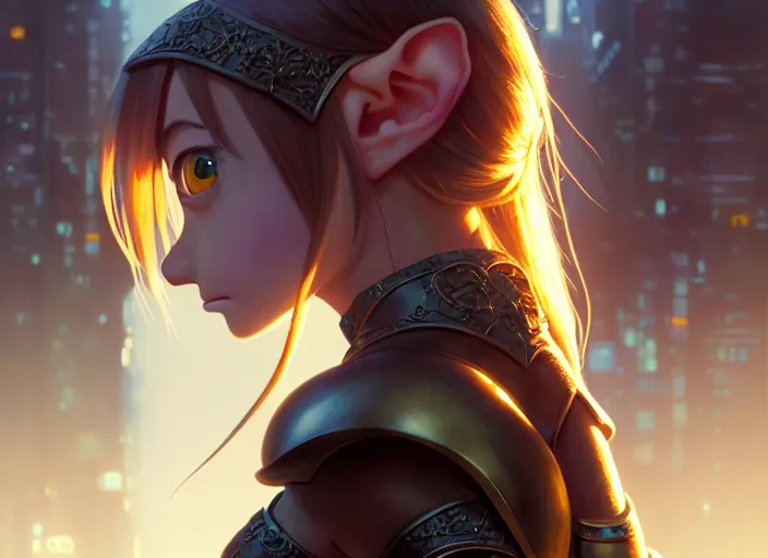 Image similar to a film still portrait of a elven minion, finely detailed features, minions, cinematic lighting, perfect art, night cyberpunk city, intricate, anime, minion, gapmoe grimdark, artstation, trending on pixiv fanbox, painted by greg rutkowski makoto shinkai takashi takeuchi studio ghibli, akihiko yoshida, 4 k