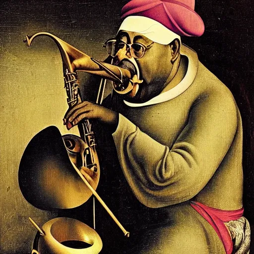 Image similar to dizzy gillespie by hieronymus bosch