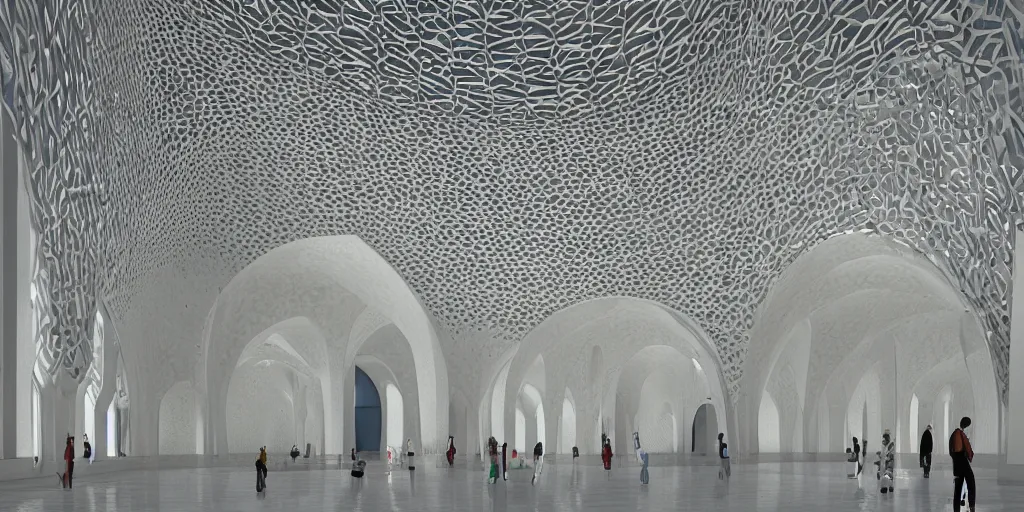 Image similar to islamic mosque futuristic style design by Zahah Hadid