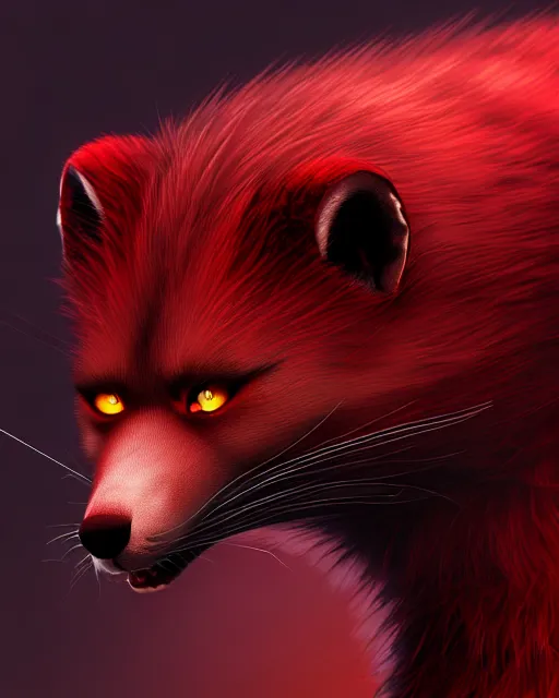 Image similar to furry - male - red - black - weasel - necromancer - fursona uhd ue 5 visual novel pc game expressions, photorealistic