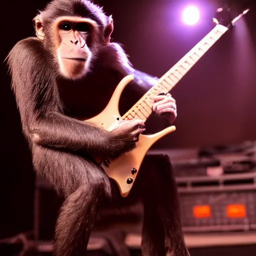 Image similar to monkey shredding electric guitar at metal concert