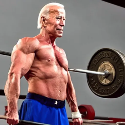 Image similar to muscular Biden Deadlifting