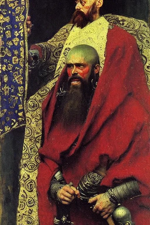 Image similar to ivan the terrible painting but ivan is thanos, painting by ilya repin