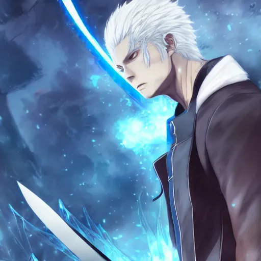 beautiful anime art of Vergil from devil may cry by, Stable Diffusion