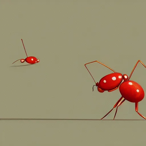 Image similar to Goro Fujita ilustration a pretty ant with its two antennae and 6 legs, painting by Goro Fujita, sharp focus, highly detailed, ArtStation