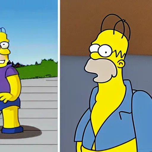 Prompt: Live action homer simpson