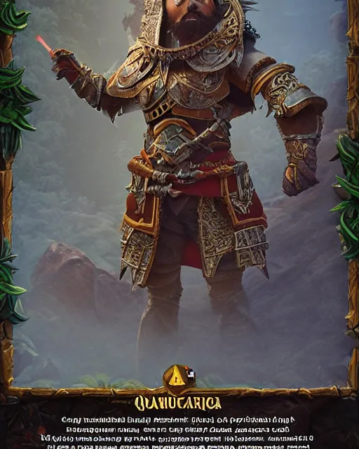 Image similar to spanish conquistador wearing ornate armor in a dense foggy jungle environment by disney and miyazaki, octane, intricate, hearthstone