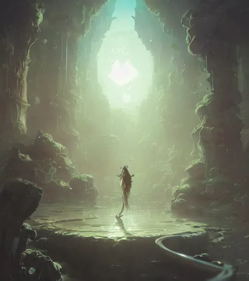 Image similar to highly detailed spilled milk, stephen bliss, unreal engine, fantasy art by greg rutkowski, loish, rhads, ferdinand knab, makoto shinkai and lois van baarle, ilya kuvshinov, rossdraws, tom bagshaw, reflective global illumination, god rays, detailed and intricate environment