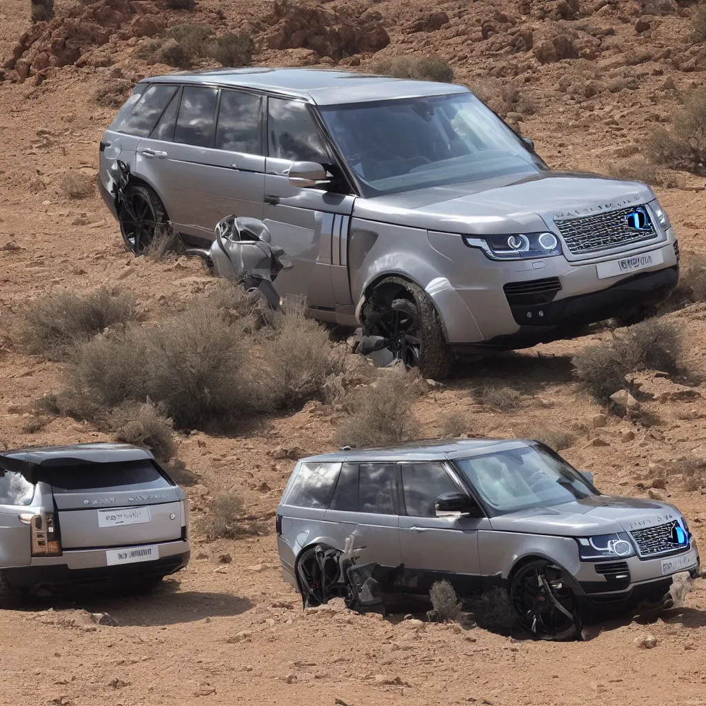 Prompt: osman hamdi bey,Range Rover Supercharged is ready for a long-distance journey in the desert