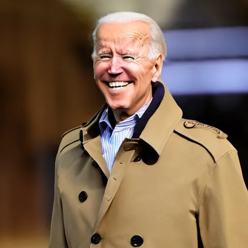 Prompt: joe biden wearing a trenchcoat