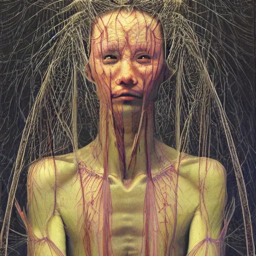 Image similar to realistic detailed photo rendered in octane 3d , human mosquito with Weird Dreams, mysticism, by Herman Serrano, late 80's, by Amano, Francis Bacon , by H.R. Giger, Elizabeth Erickson, Kenny Schar, Robert Colescott painting, art by Takato Yamamoto. smooth shading, ultra detailed, high resolution, masterpiece. rendered in blender, ultra realistic, cinematic, unreal 6