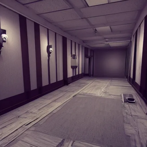 Image similar to hallway in the backrooms, unreal engine tech demo
