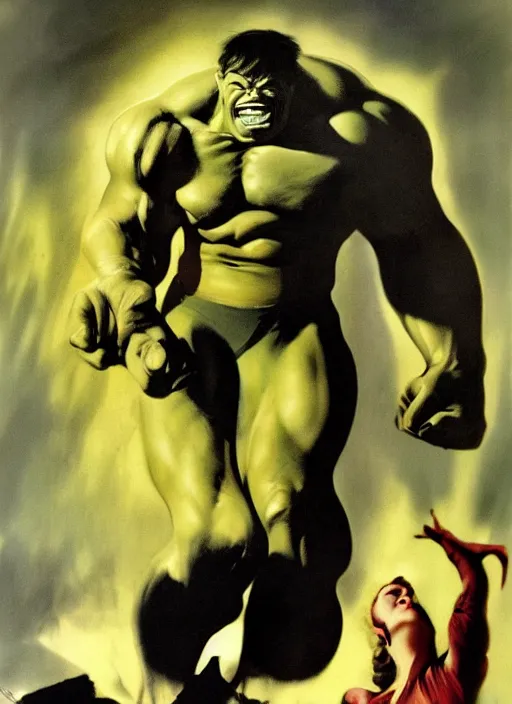 Image similar to The hulk, powerful, angry by Rolf Armstrong