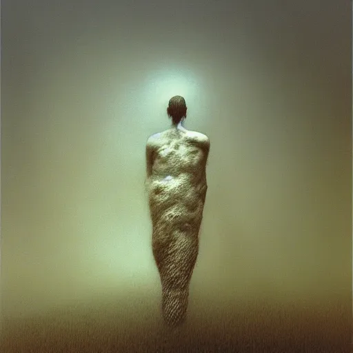 Image similar to arm reaching out of thick fog, zdzislaw beksinski