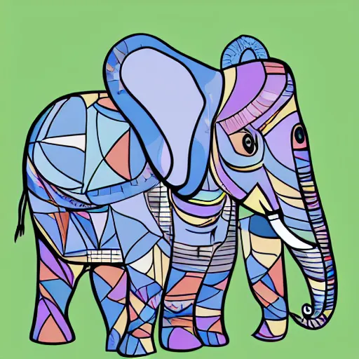 Image similar to cubist style vector elephant art