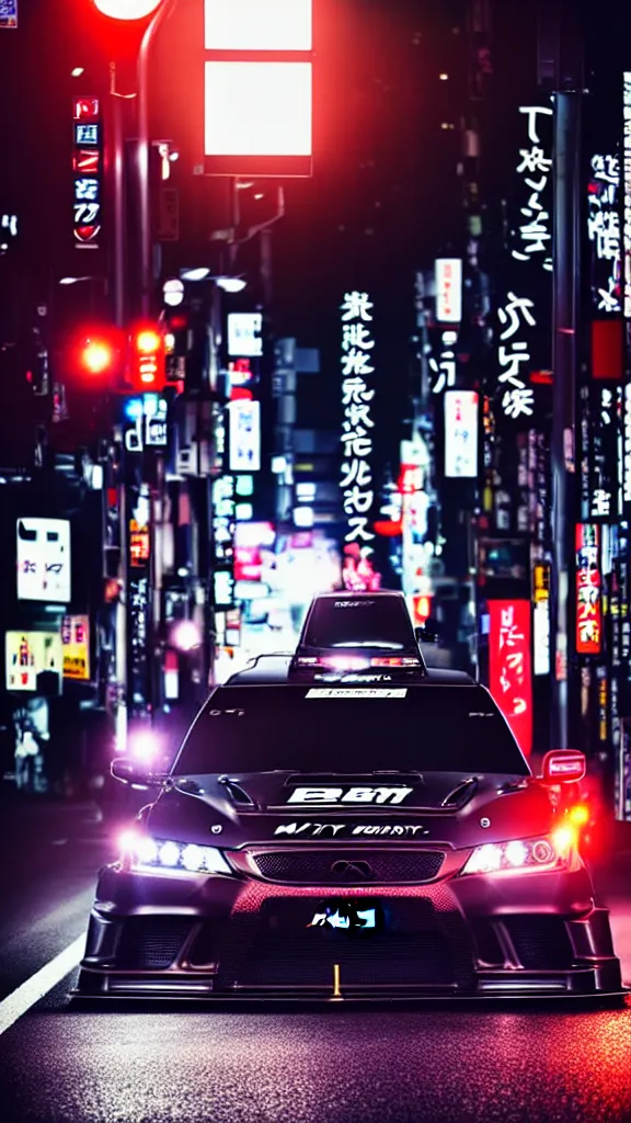 Prompt: a car drift spec BN-sports JZX100 in middle of road, shibuya prefecture, city sunset street lights, cinematic color, photorealistic, highly detailed