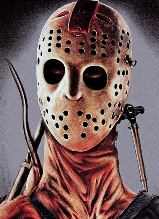 Prompt: Jason Voorhees in Friday the 13th Part VI: Jason Lives (1986), highly detailed, centered, solid color background, digital painting, artstation, concept art, smooth, sharp focus, illustration, Jason Edmiston, donato giancola, Joseph Christian Leyendecker, Les Edwards, Ed Repka, WLOP, Artgerm