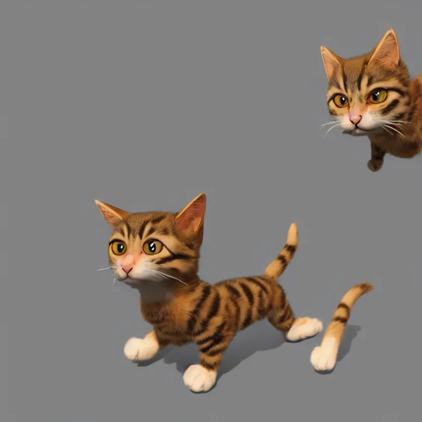 Image similar to a very cute cat going crazy, unreal engine, path tracing