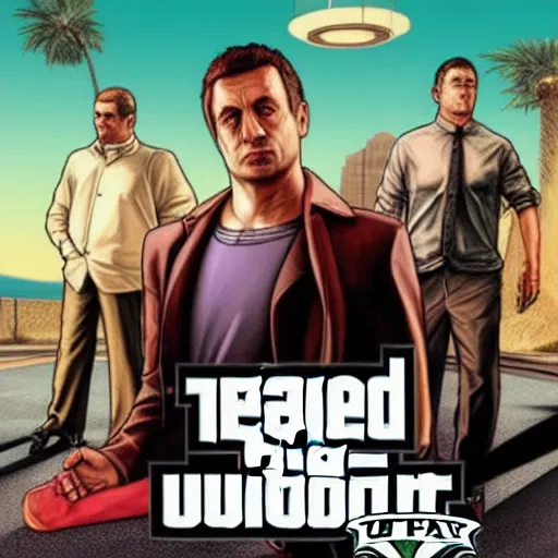 Image similar to “Zelensky in GTA V, cover art by Stephen Bliss, Boxart, loadscreen”