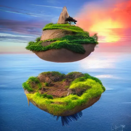 Image similar to floating island, avatar, cinematic, sunset, hyper-realistic, high resolution